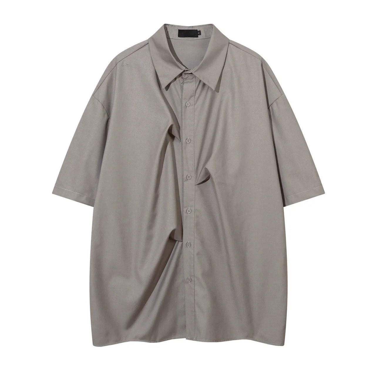 Camicia oversize a maniche corte con pieghe