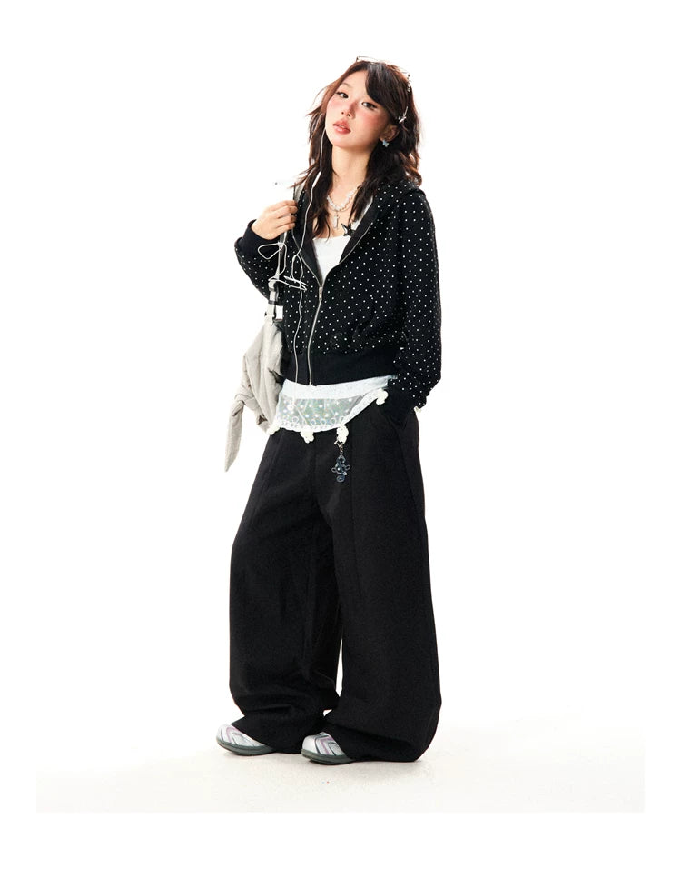 Polka Dot Zipper Hoodie