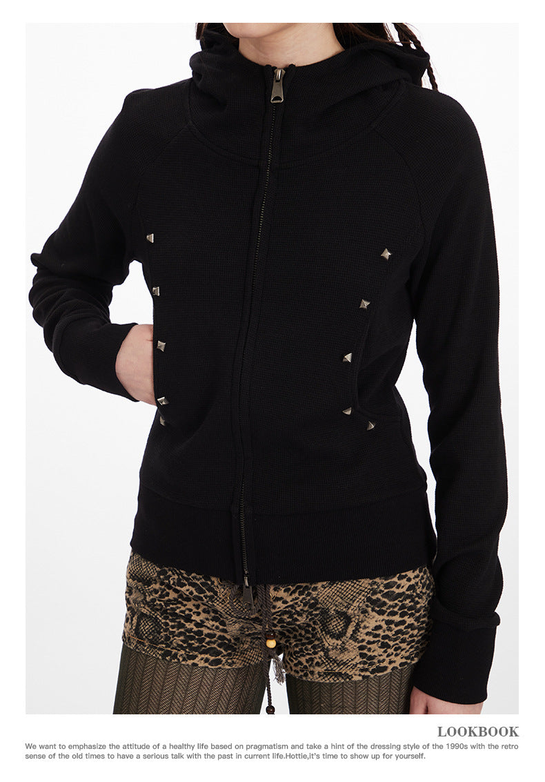 Veste à capuche avec double fermeture éclair et étoile