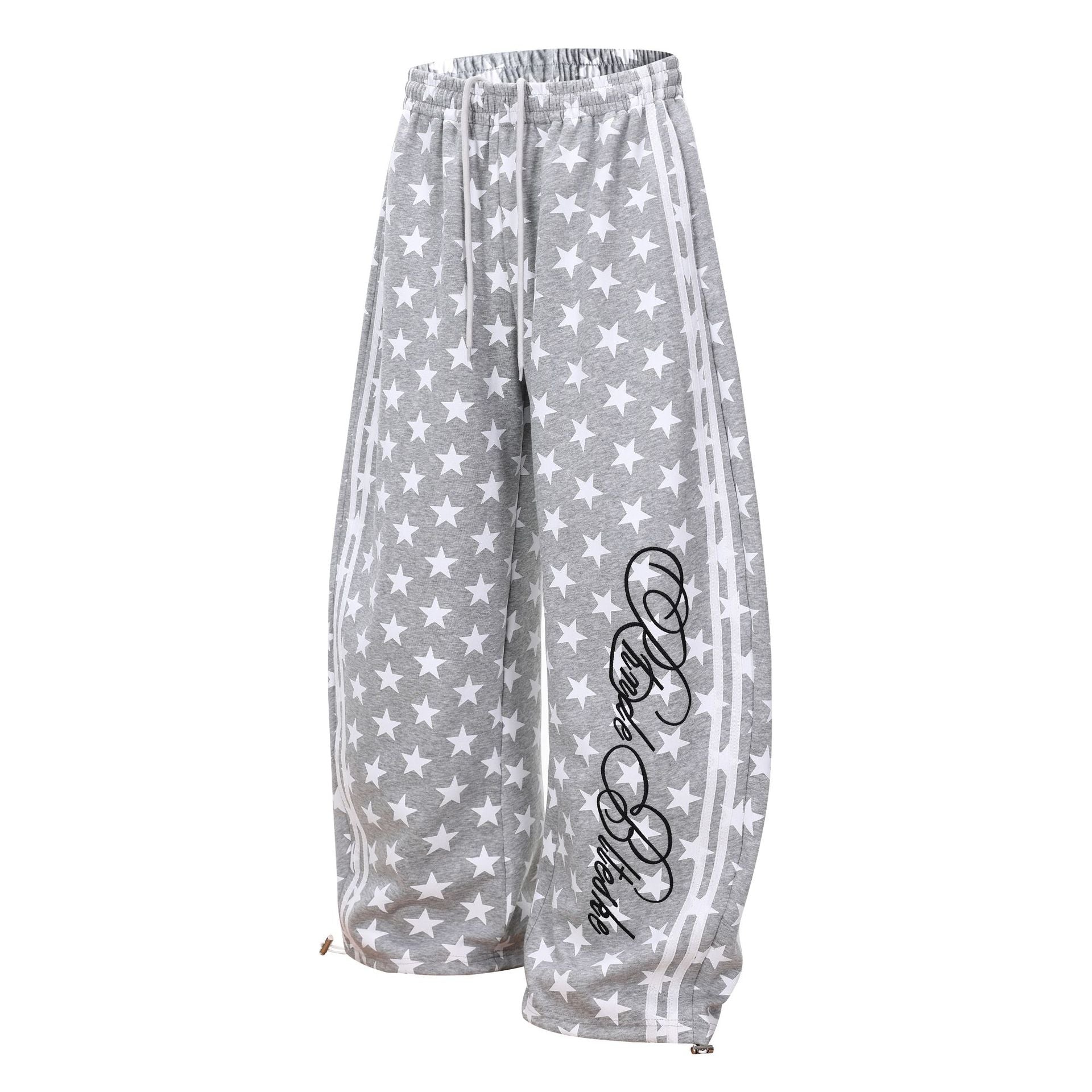 All-Over Print Deconstruction Wide Leg Curved Sweatpants