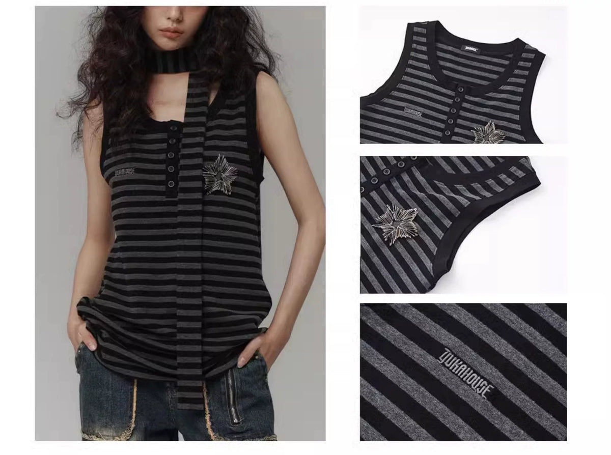 Star Stripe Oversize Long Sleeve T-Shirt & Tank Top