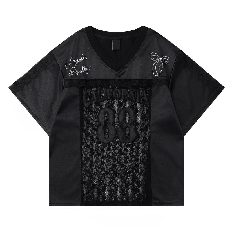 California 88 Lace Stitching T-shirt - MADXMARX
