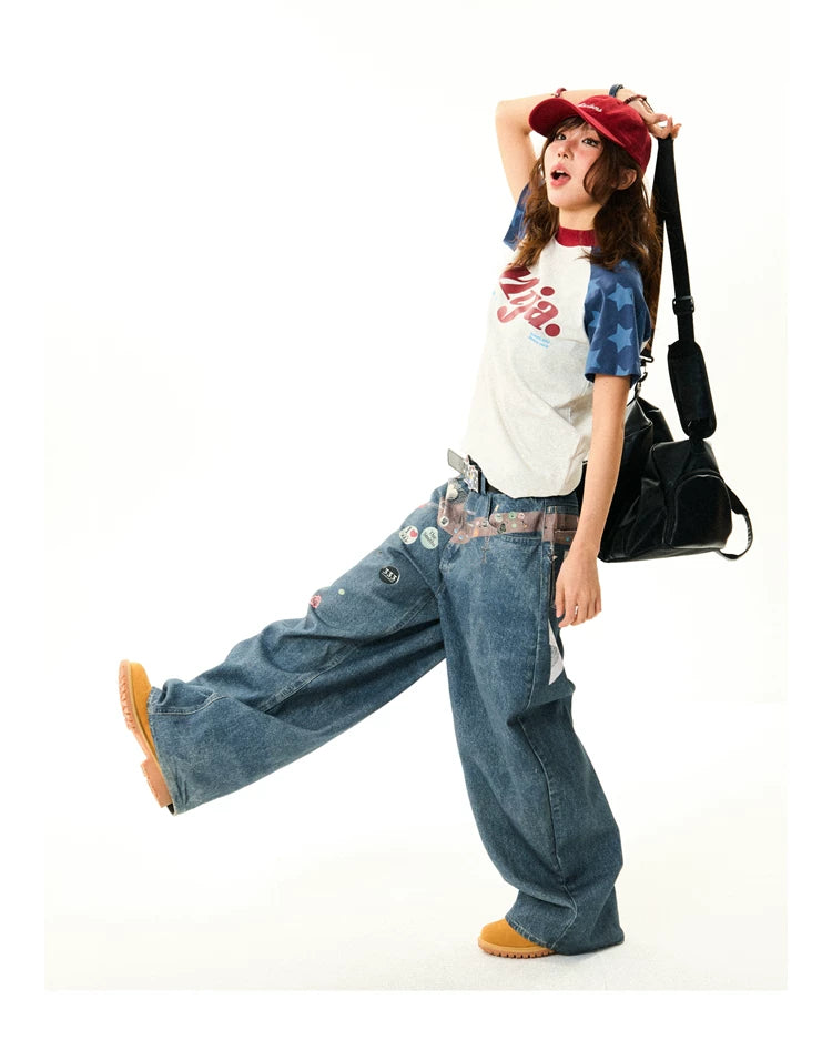 Raglan Sleeve Letter Print Fitted Short Sleeve T-Shirt