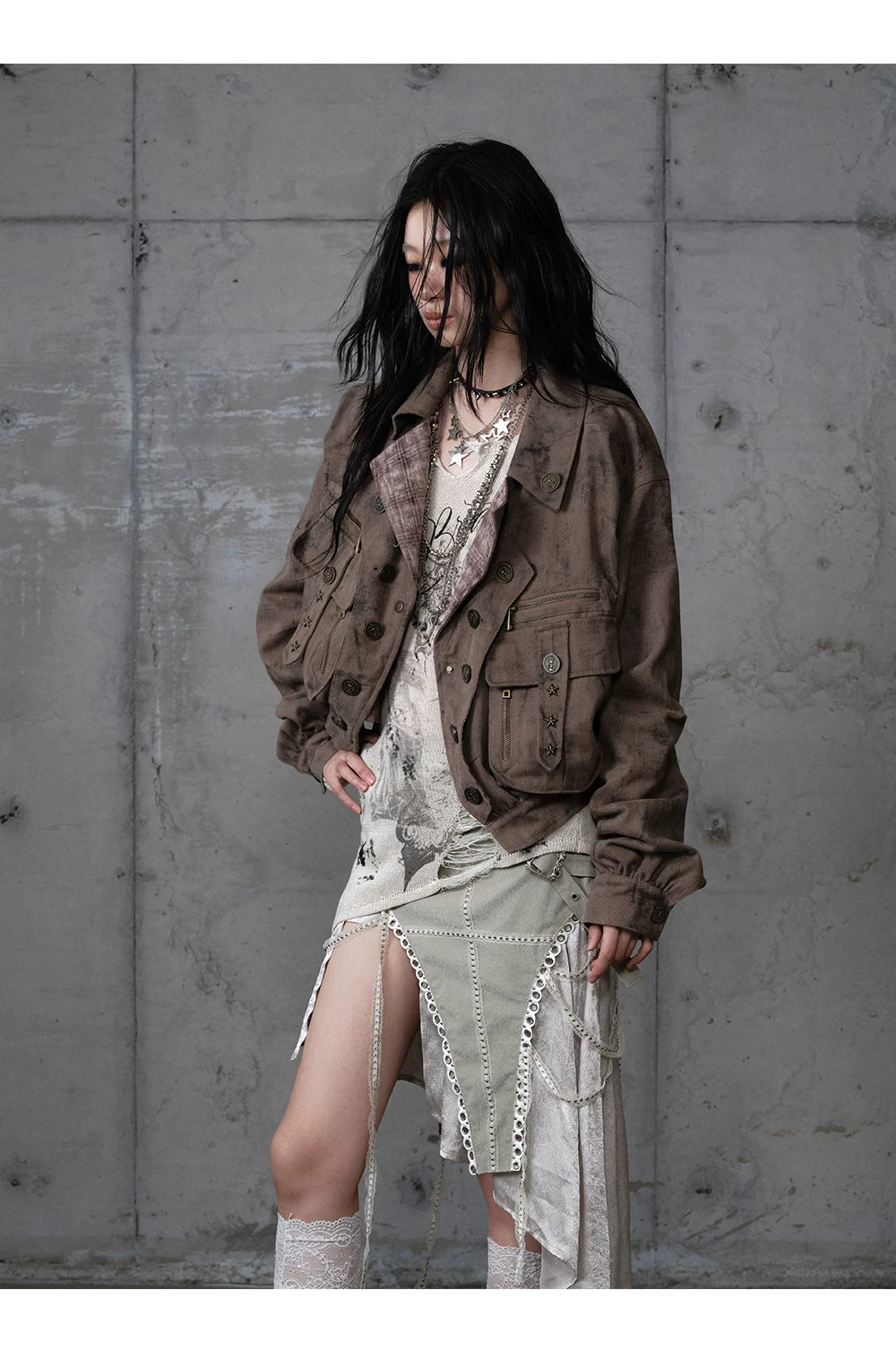 Patchwork Plaid Punk Work Jacket