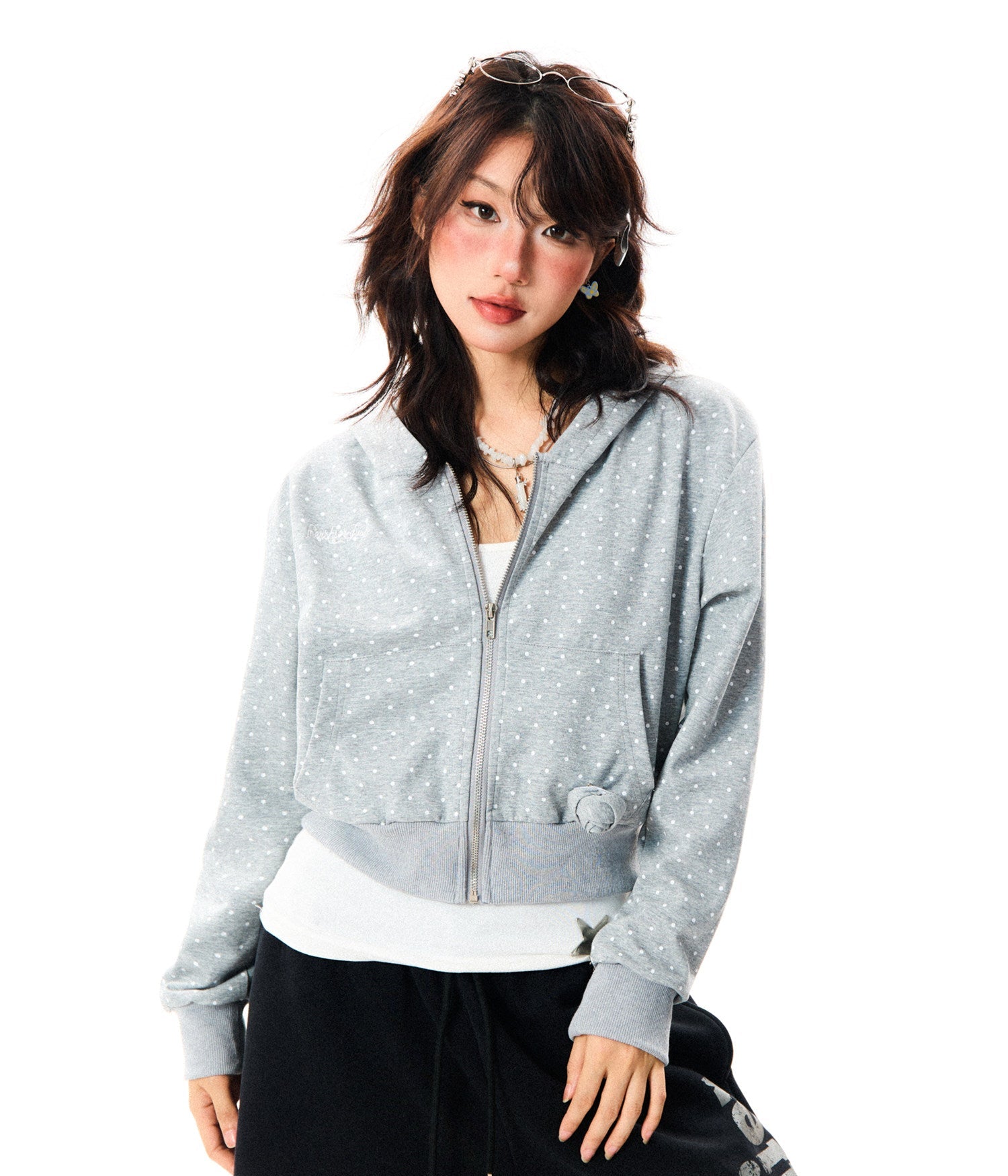 Polka Dot Zipper Hoodie