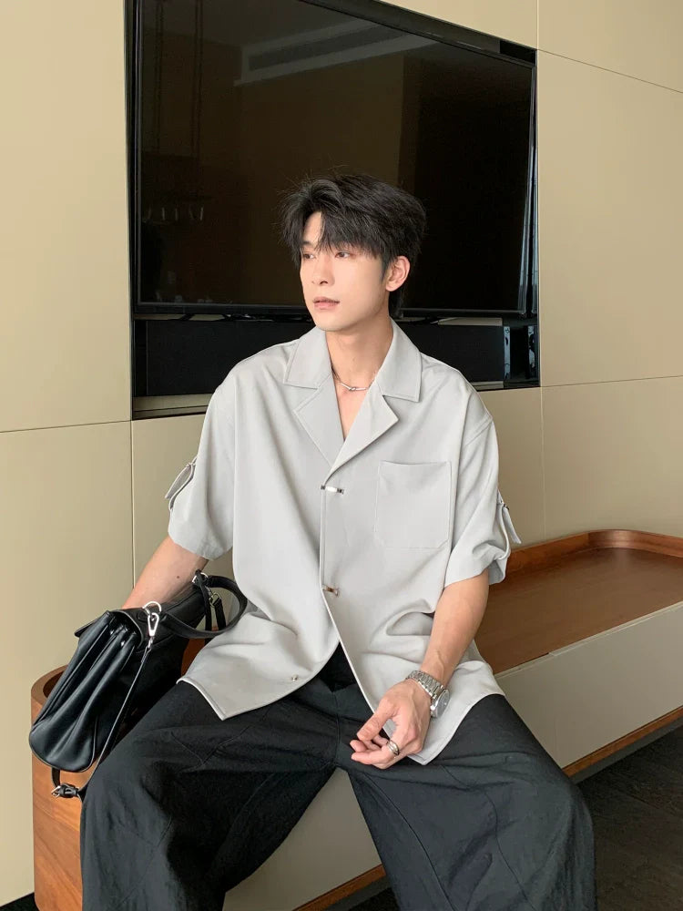 Wrinkle-Free Cuban Collar Short Sleeve Shirt