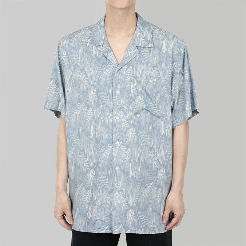 Oversize Floral Full Print Open Collar Shirt
