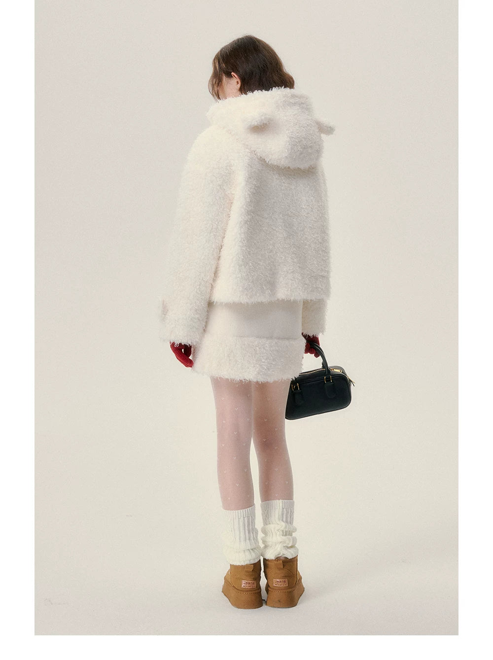 Fake Fur Hoodie & Short Skirt Setup