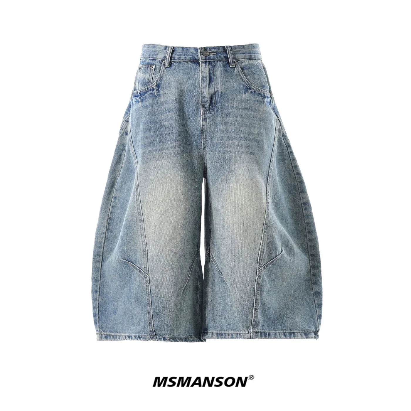 Jeans a gamba larga con design a lama curva decostruita