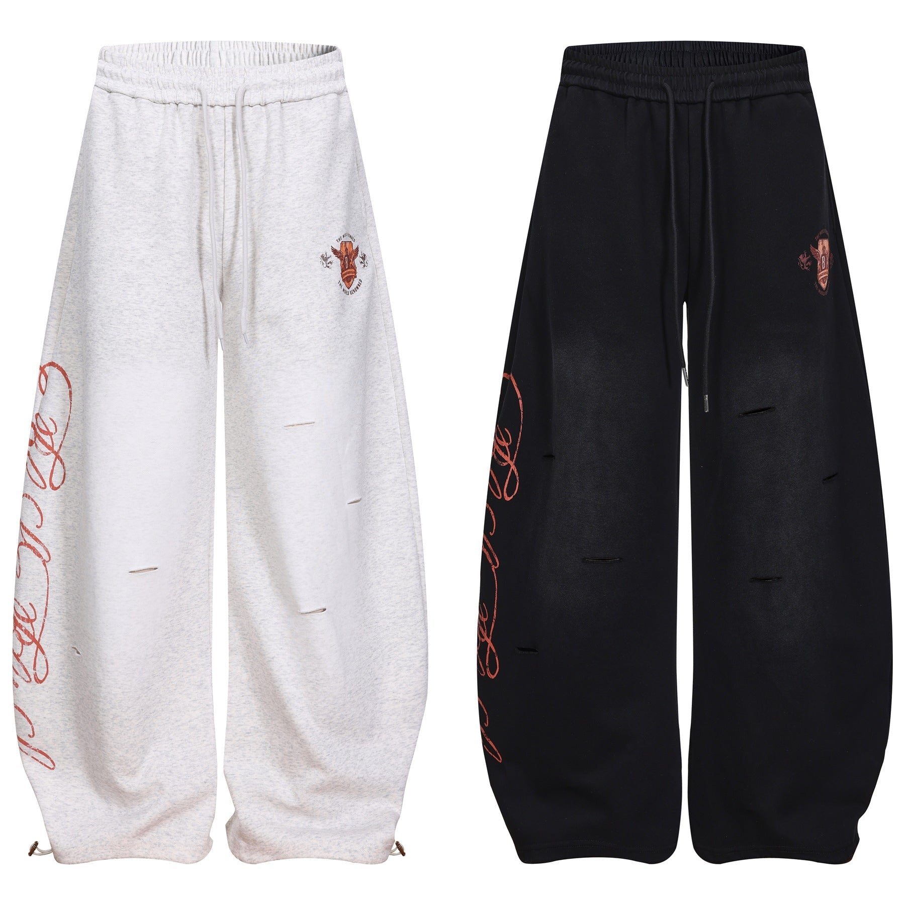 Print Barrel Leg Sweatpants