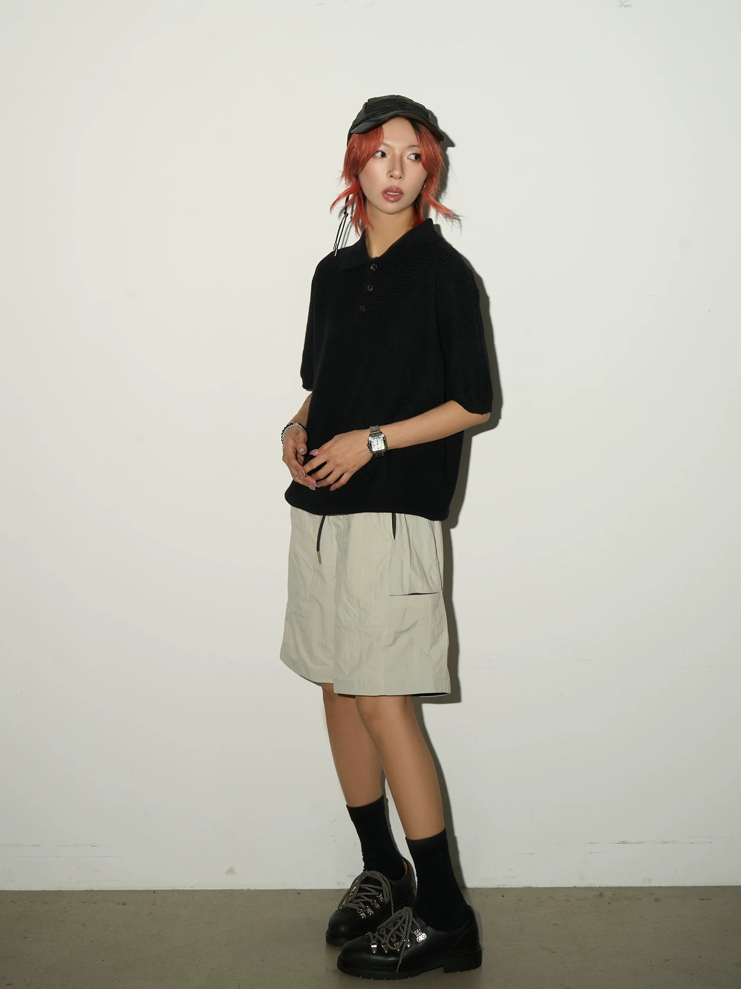 Blend Texture Polo Knit Polo Shirt