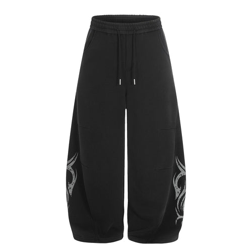 Pantalon de jogging ample à cordon avec imprimé tribal - Noir / S