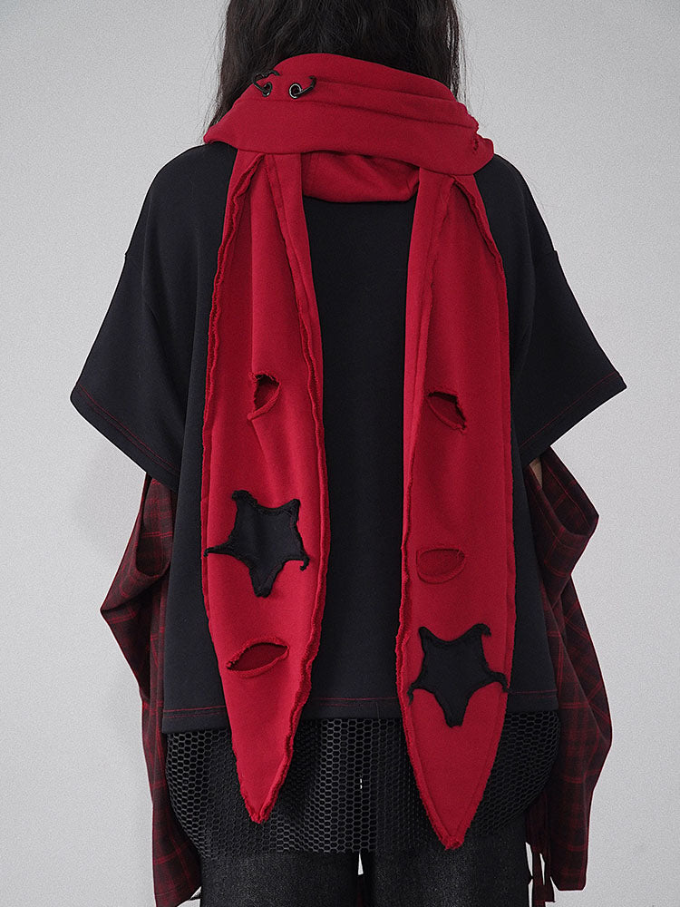 Red & Black Star Hat Scarf