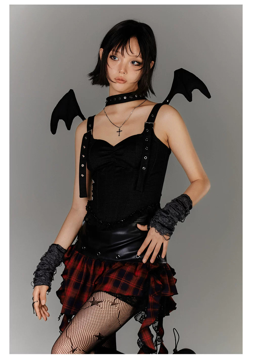 Strap Buckle Lace Corset Top