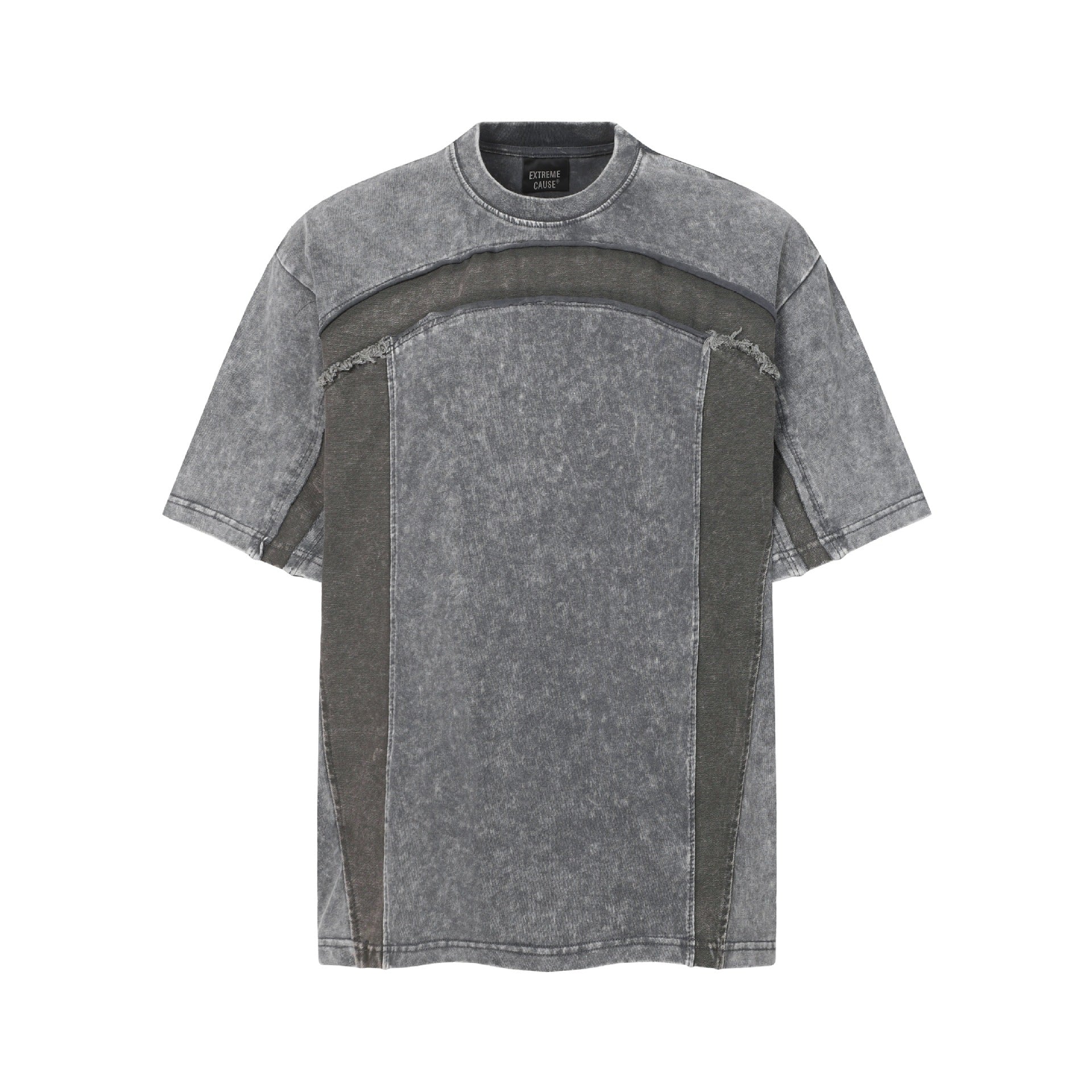 Washed Panel Design Short Sleeve T-Shirt