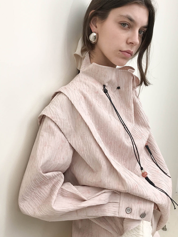 Wrinkle Design Long Sleeve Shirt