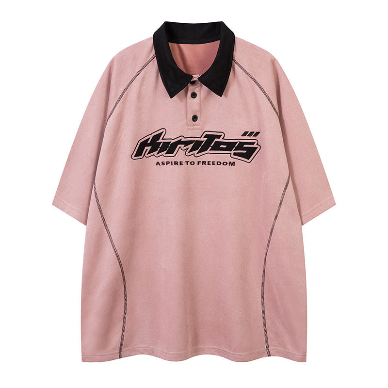 Roll-neck Embroidered Polo T-shirt