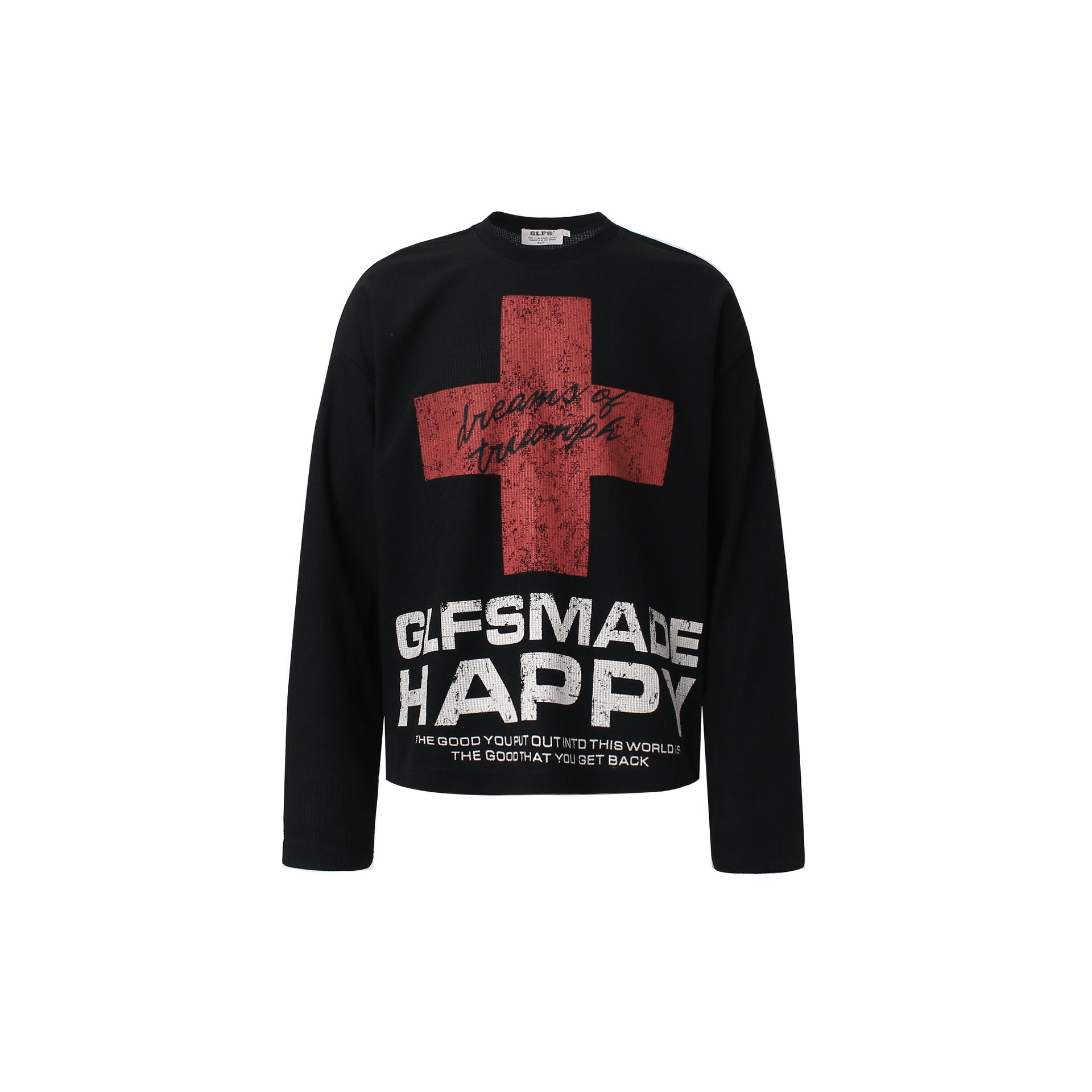 Cross Letter Print Long Sleeve T-Shirt