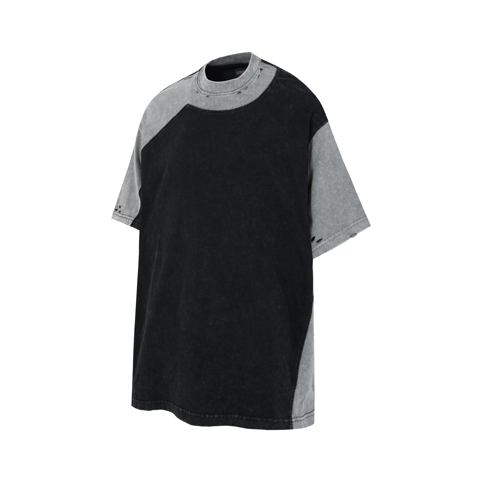 Washed Damage Patchwork Short Sleeve T-Shirt