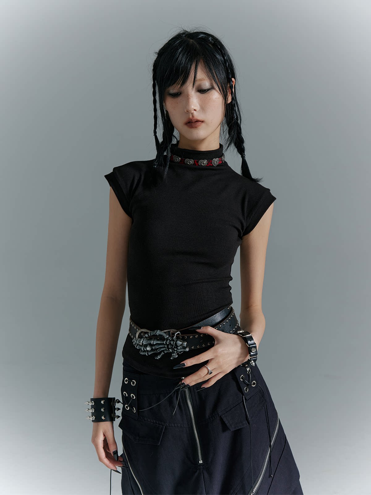 Studs Skull Washed Belt