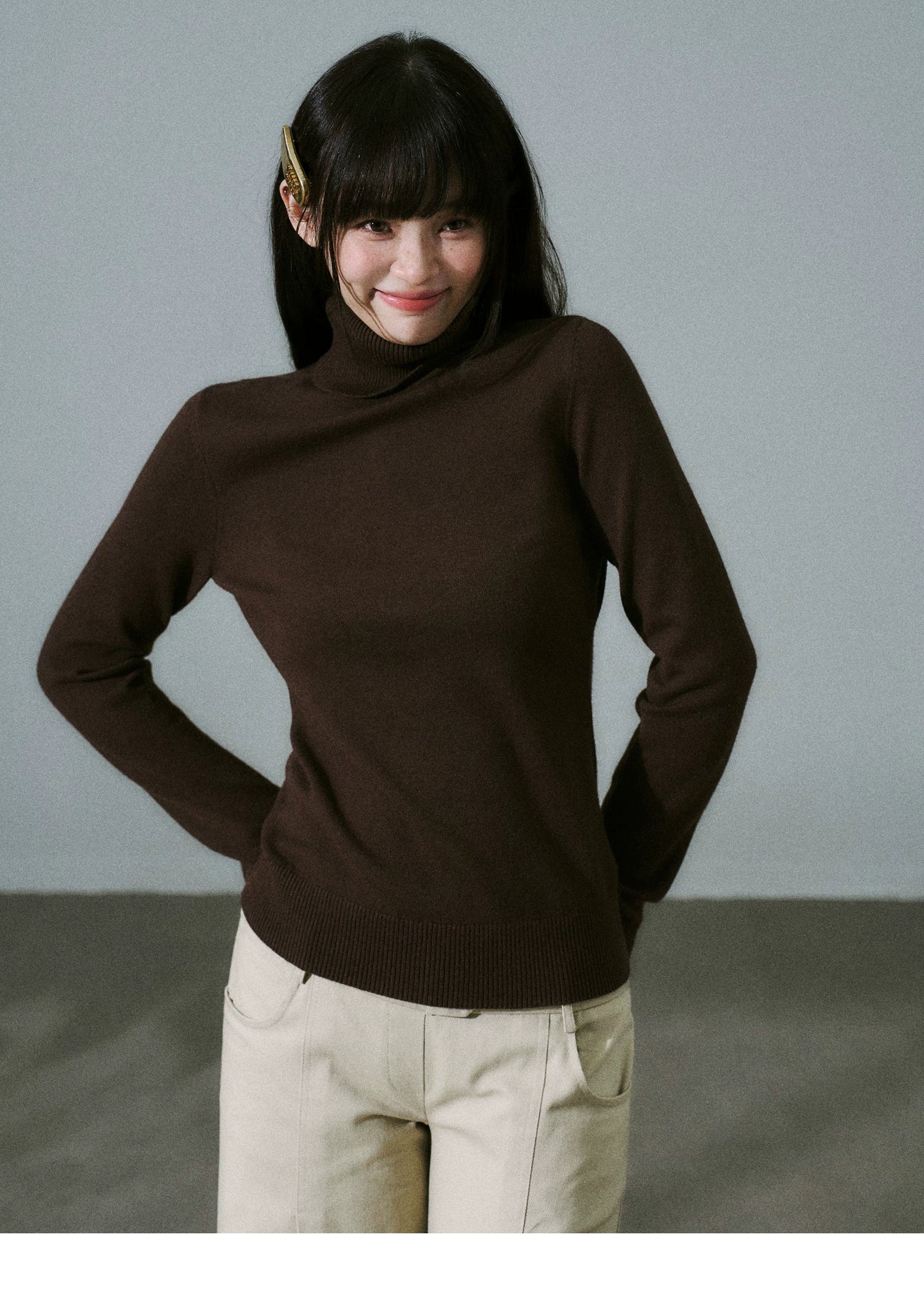 Stretch Warm High-Neck Knit Sweater