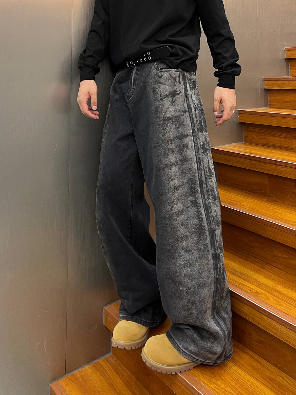 Washed Wide Leg Denim Jeans