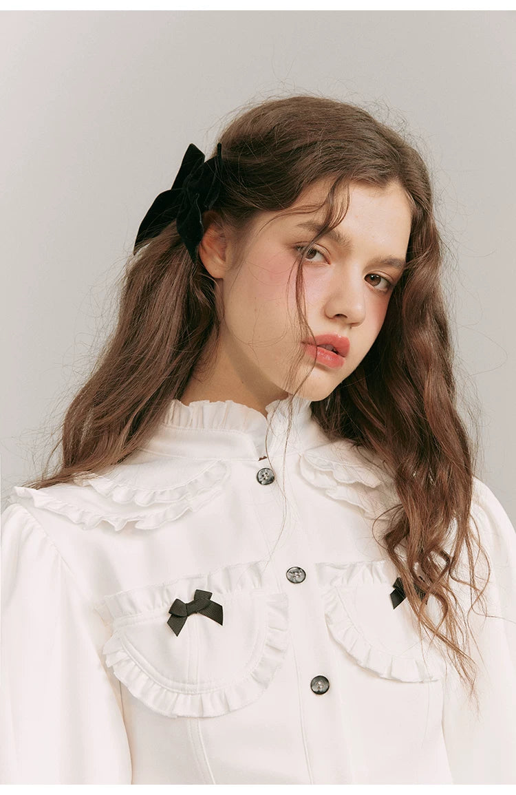 Double Neck Long Sleeve Shirt Dress