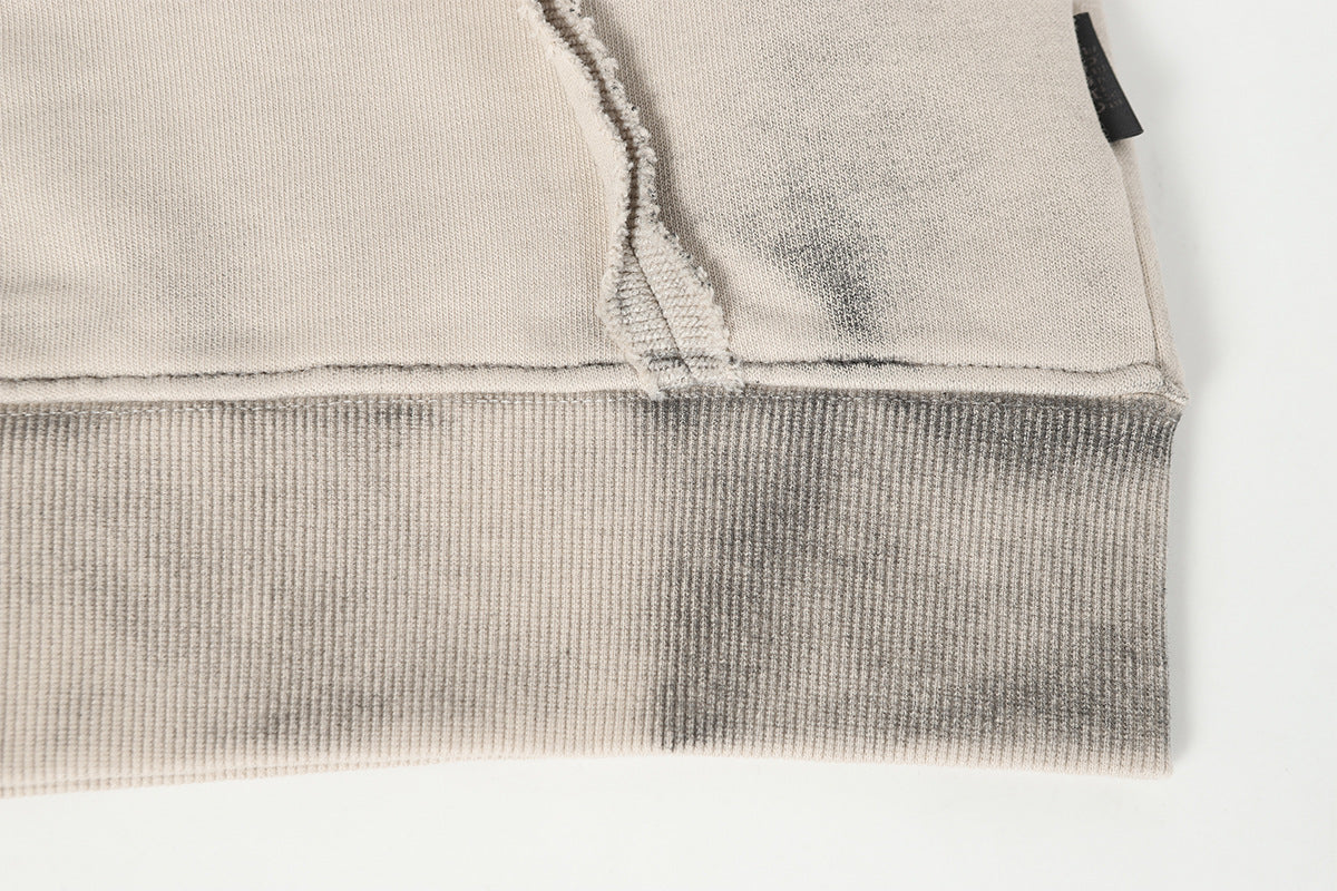 Washed Asymmetrical Zipper Detail Hoodie
