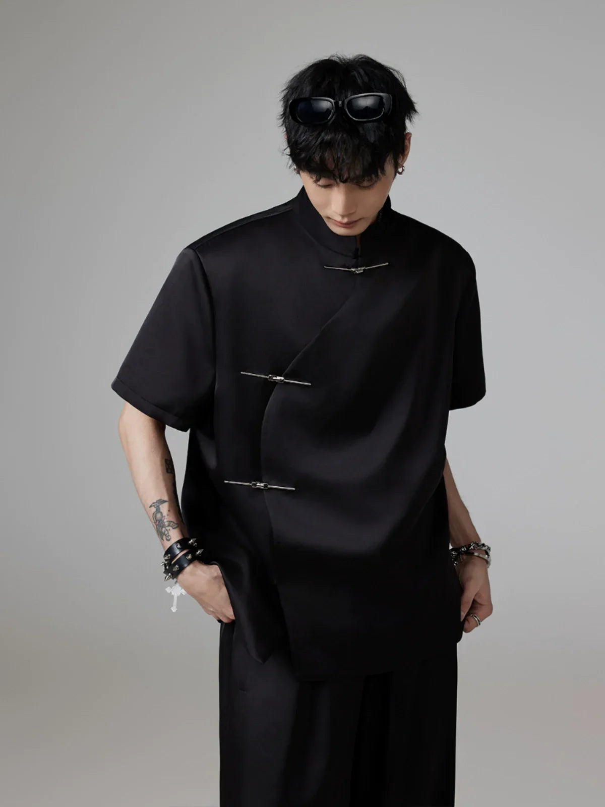Oversize Chinese-Style Short Sleeve Shirt