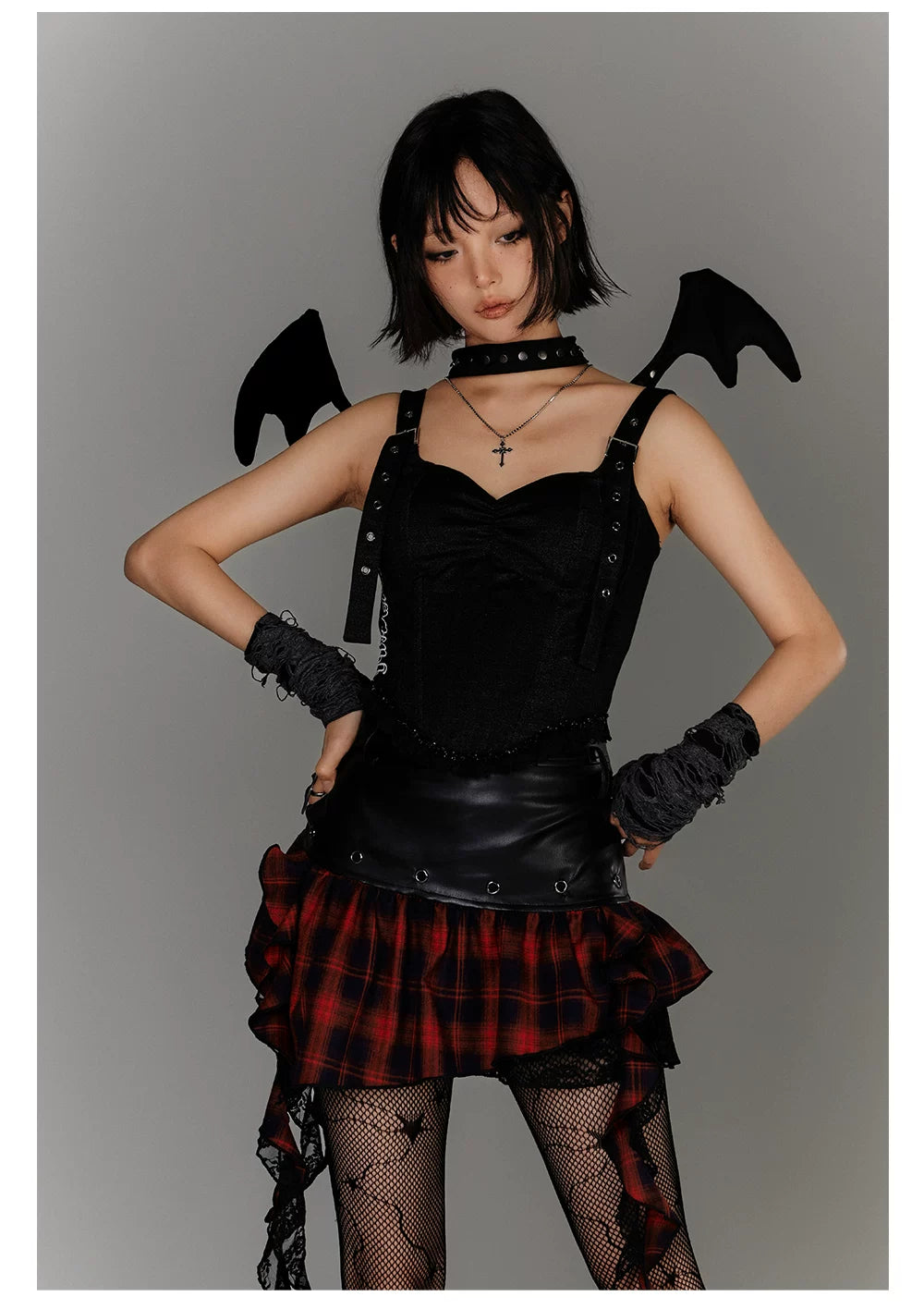 Strap Buckle Lace Corset Top