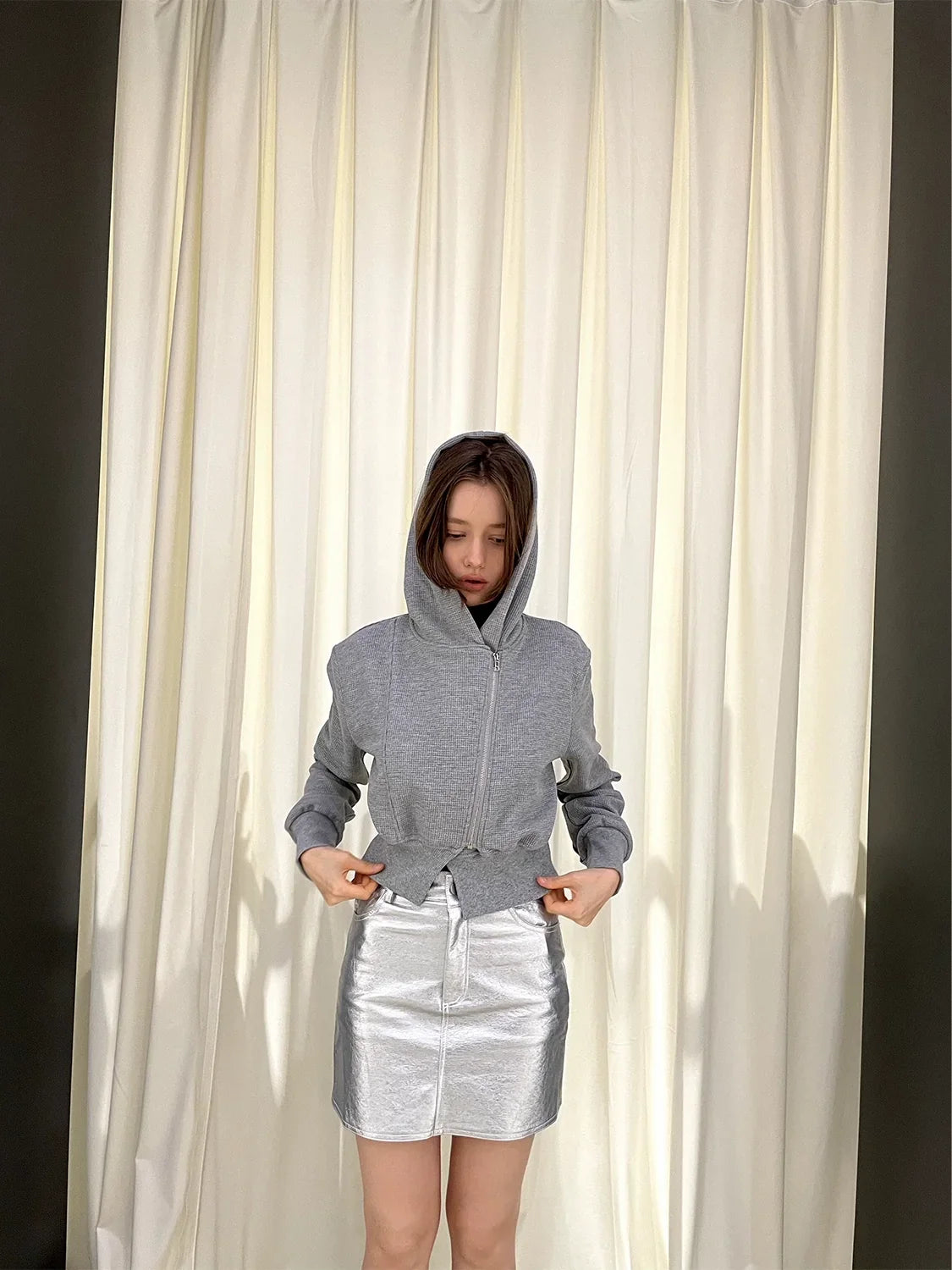 Diagonal Zipper Hoodie