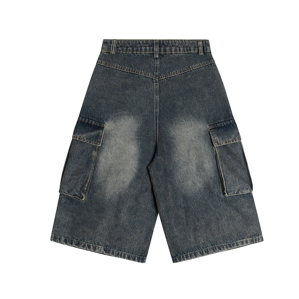 Washed Damage Cargo Pocket Denim Jort