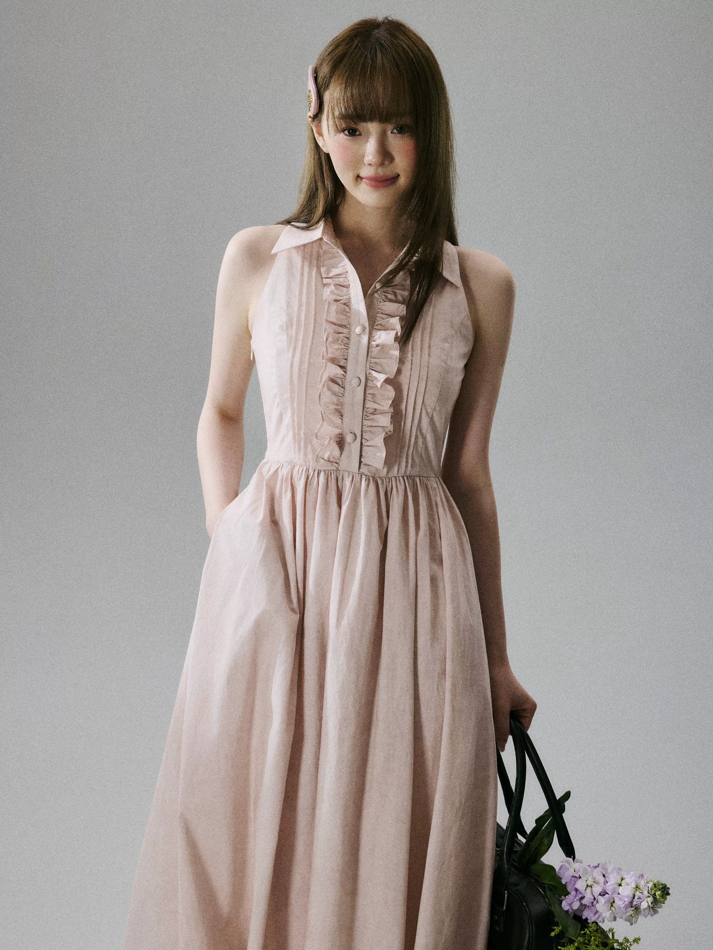 Halterneck Pocket Long Skirt Dress