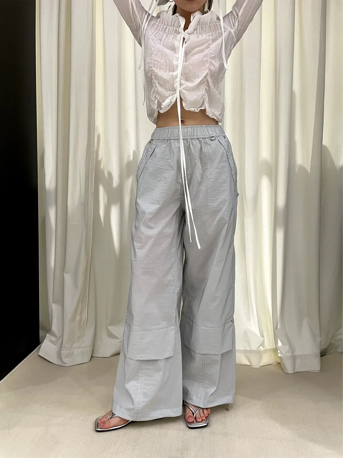 Look Slim Wide-Leg Straight Sporty Pants