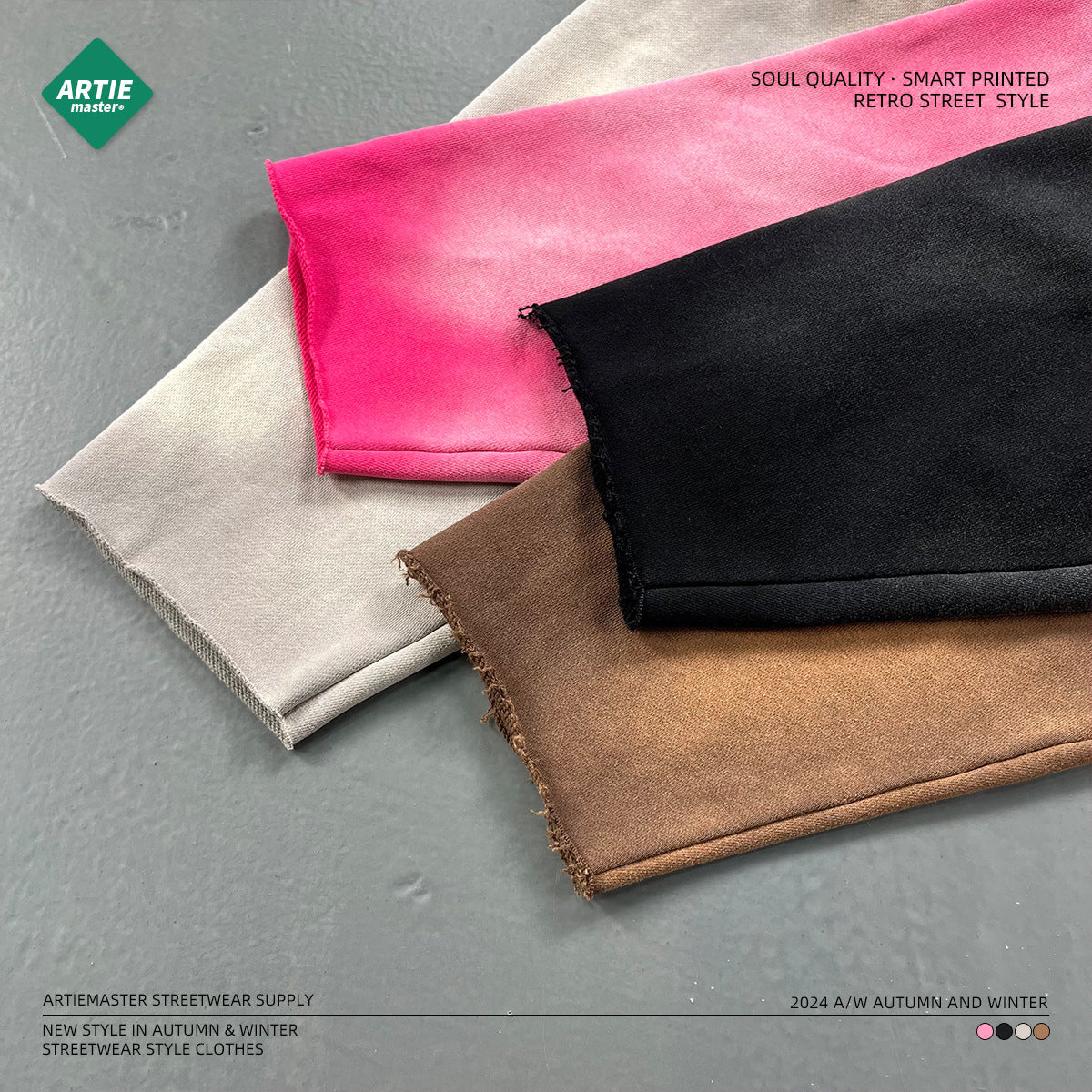 Washed Irregular Hole Water Spray Print Hoodie