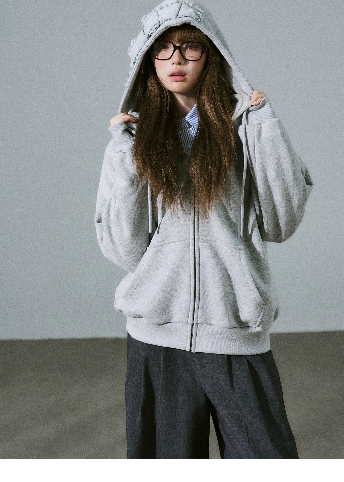 Bow Design Zipper Hoodie
