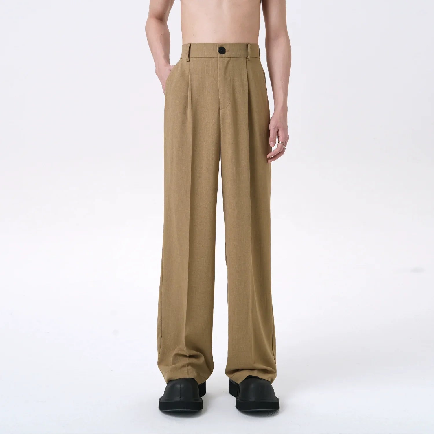 Short Sleeve Jacket & Wide-Leg Straight Trousers Setup