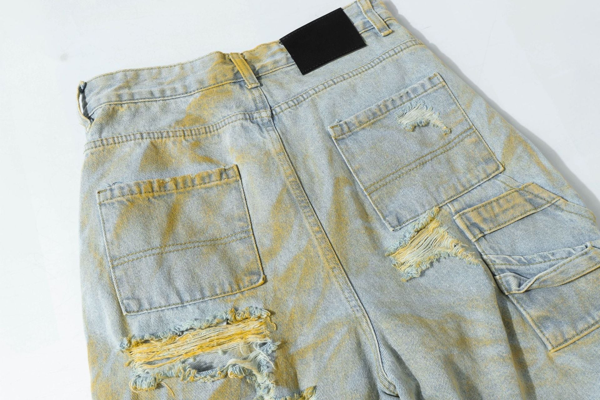 Washed Damage Denim Jort