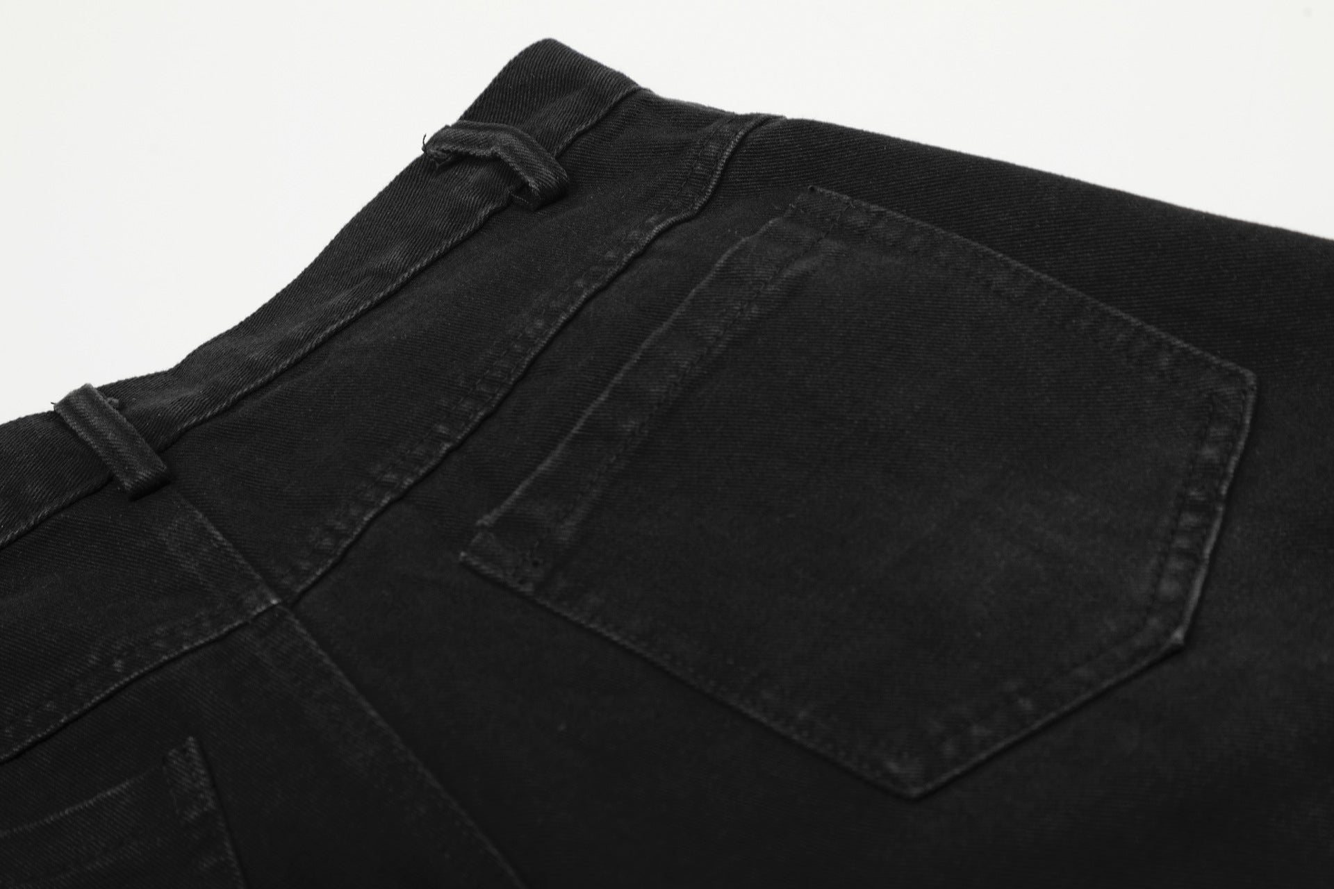 Deconstructed Three-Stripe Curved Wide Leg Denim Jeans