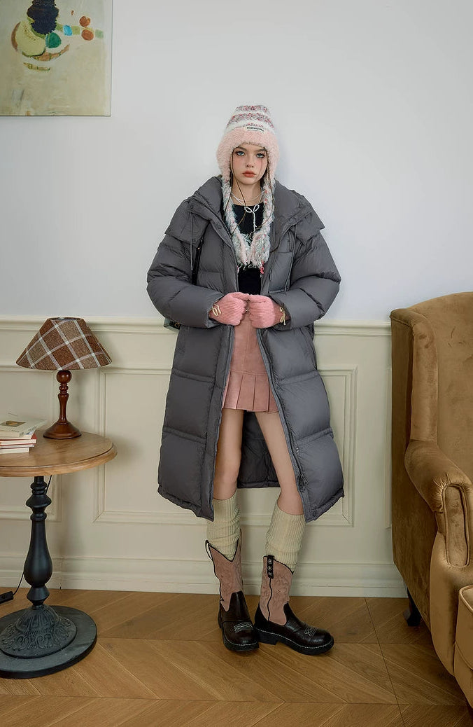 Hooded White Duck Down Coat