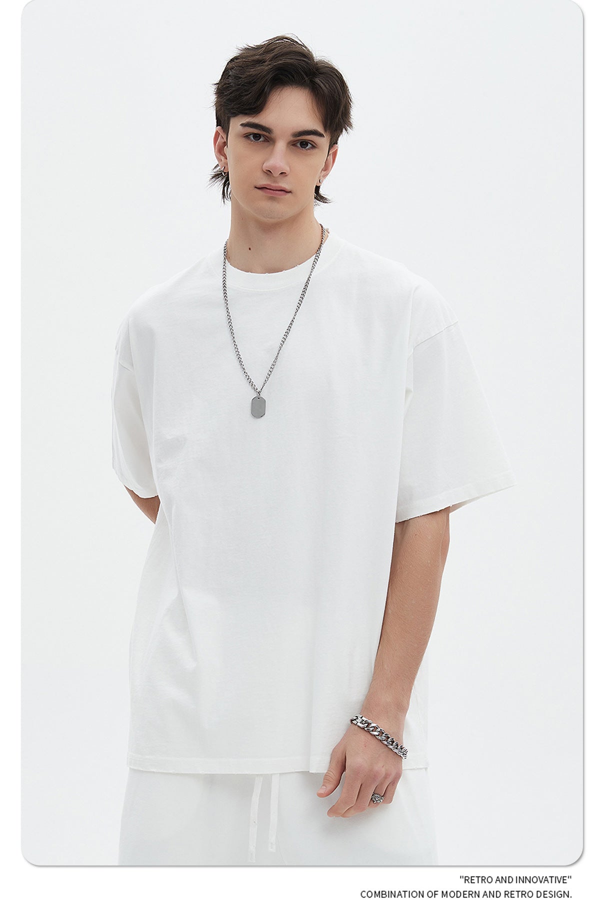 Washed Dyed Oversize Damage Short-sleeve T-shirt & Short Sweatpants Setup