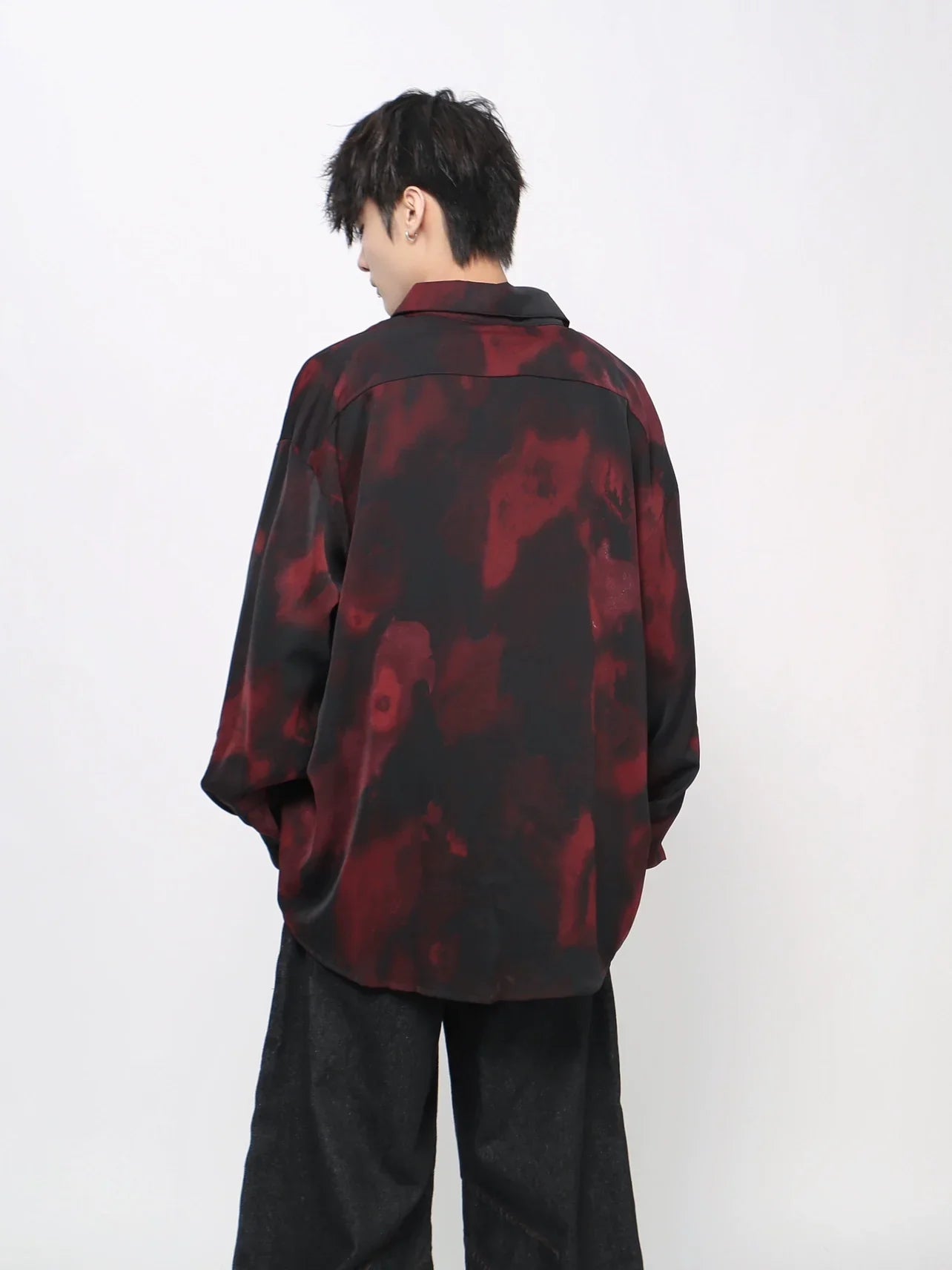 Gradient Tie-Dye Drape Long Sleeve Shirt