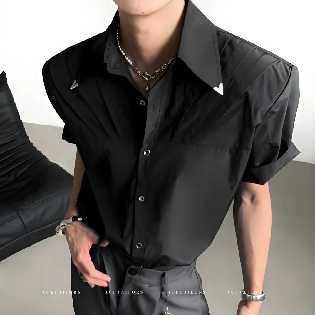 Pleated Wrinkle-Free Short Sleeve Shirt