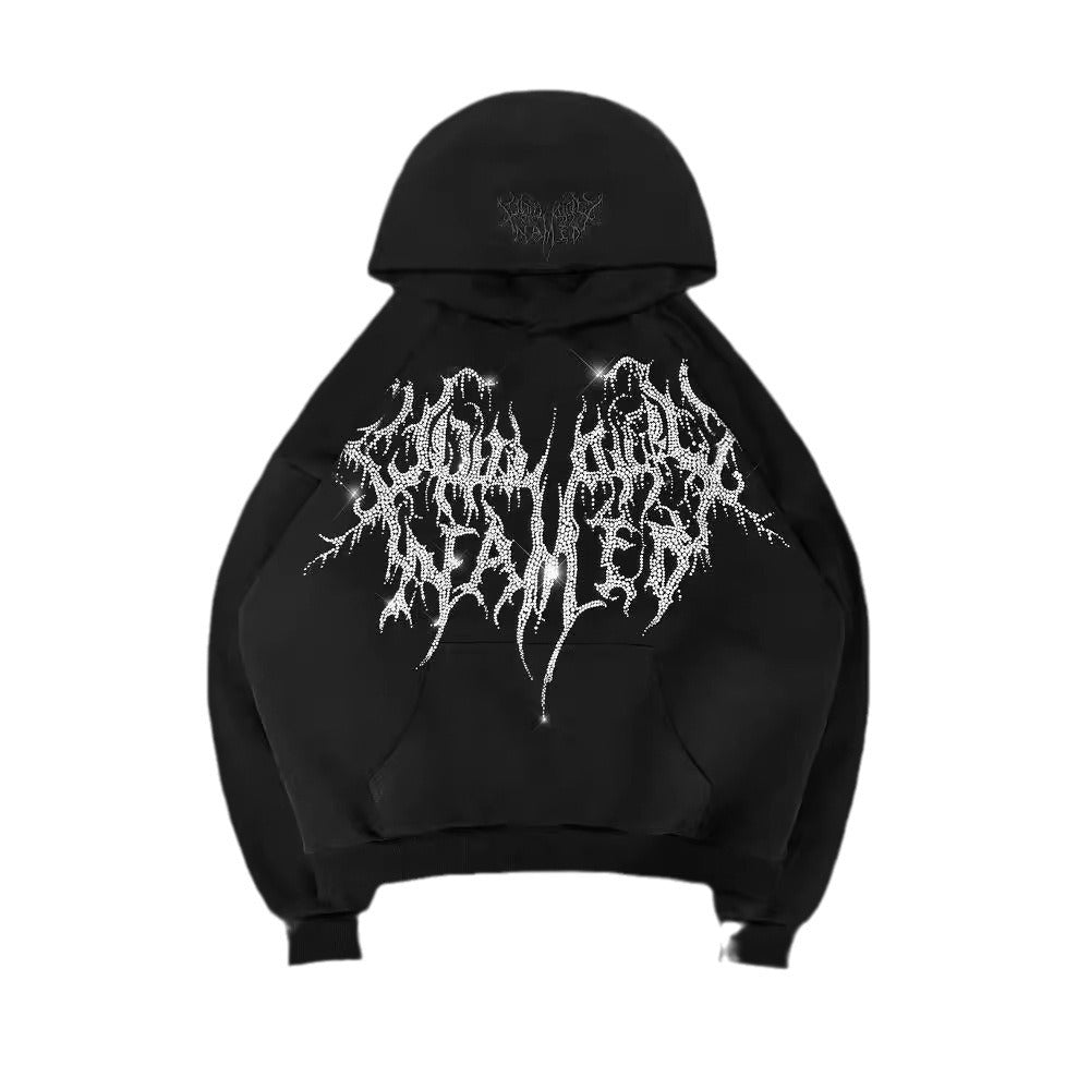 Dark Hot Diamond Embroidered Hoodie