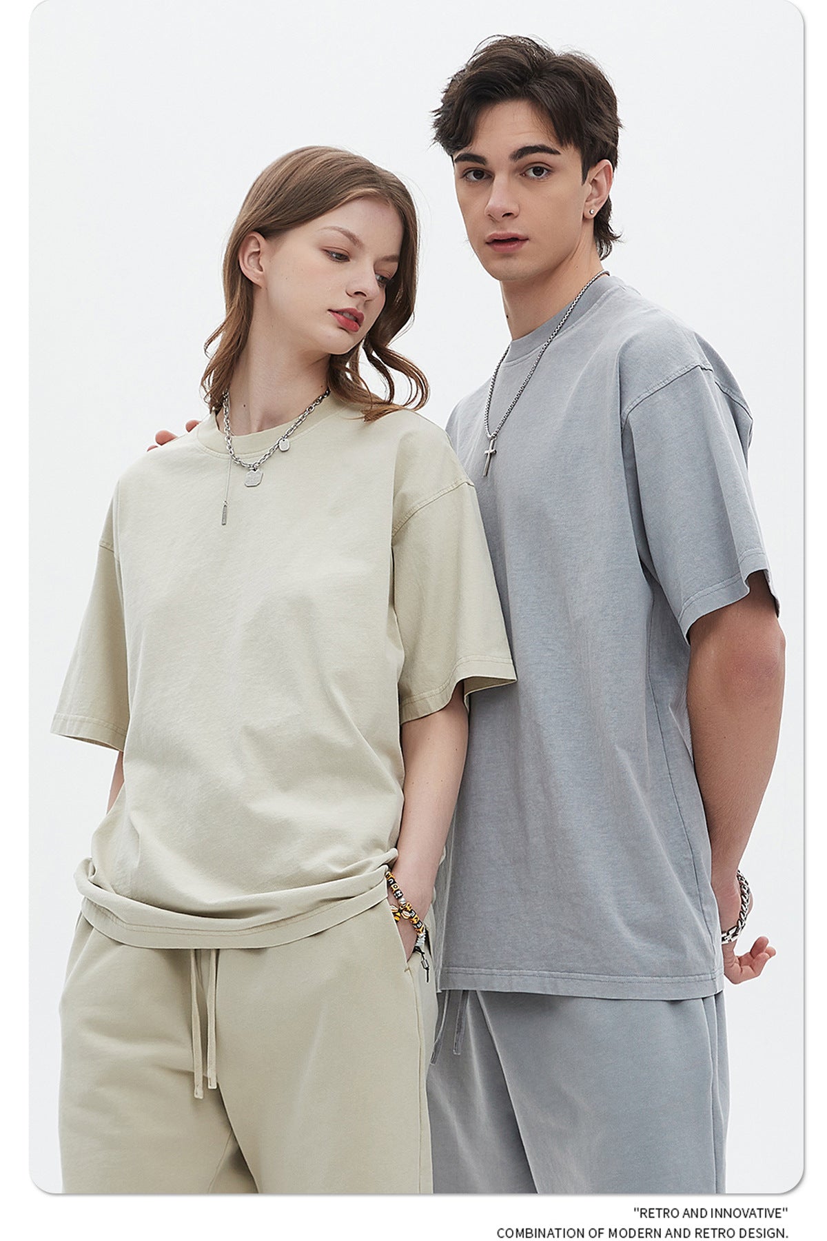 Oversize Washed Short-sleeve-T-shirt & Washed Short Sweatpants Setup