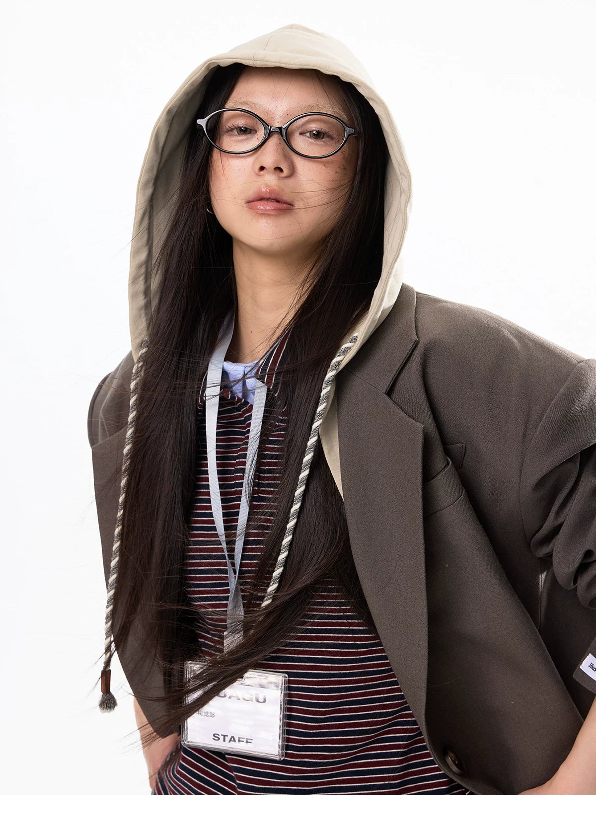Oversize Detachable-Hood Tailored Jacket