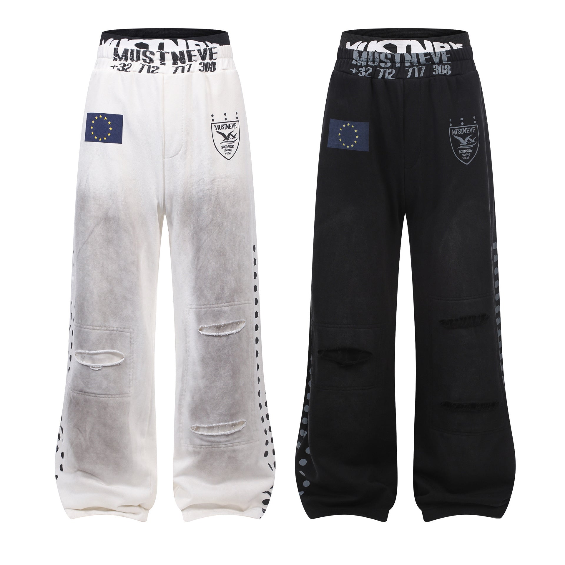 Dirty Washed Logo Print Zipper Hoodie & Dirty Washed Sweatpants Setup