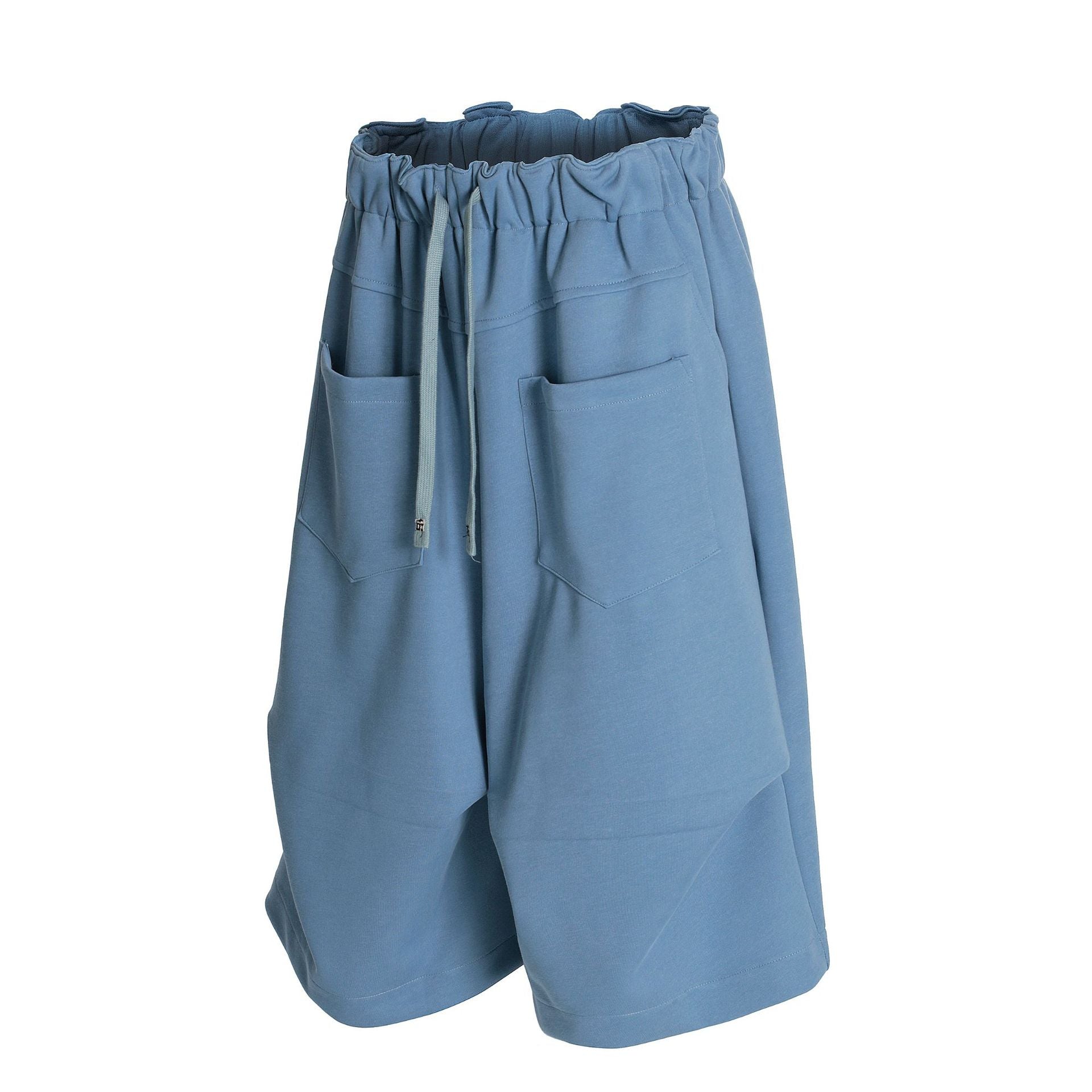 Pleats Panel Wide Leg Half Sweatpants