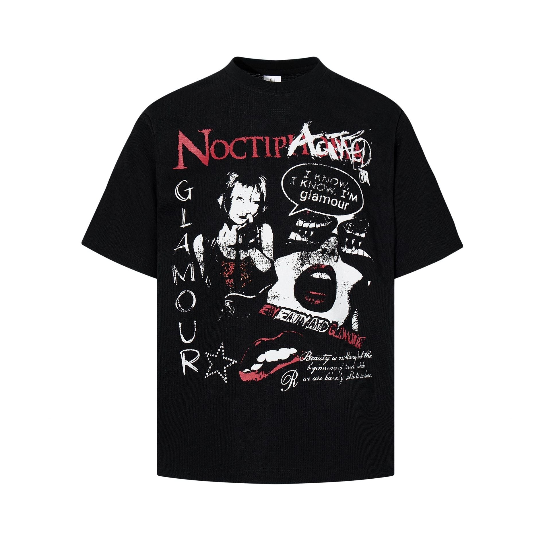 Waffle Graphic Letter Print Short Sleeve T-Shirt