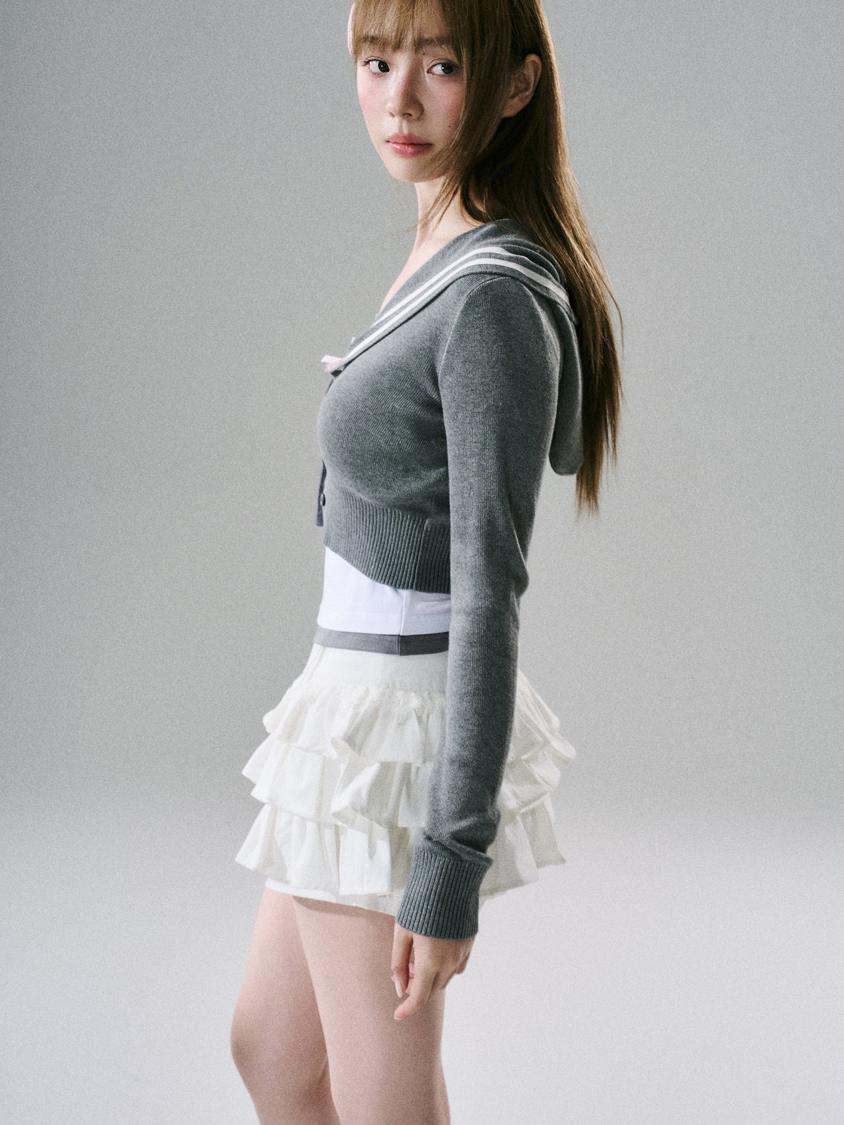 Sweet Girly Lace Ruffle Cargo Skirt